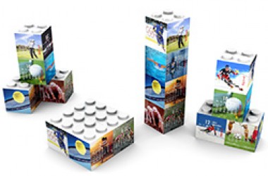 Werbewürfel-Kalender im Legostein-Design