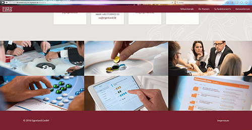 Screenshot einer Website, die verschiedene Szenarien zeigt. Mehrere Menschen sitzen an einem Tisch, jmd. hält ein Tablet, verschieden farbige Steine liegen auf dem Tisch und ein Frageboegen ist zu sehen.