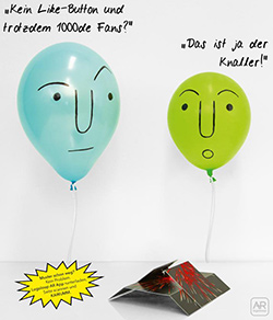 Werbe-Cartoon mit zwei Luftballons