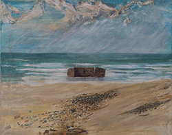 Atlantik-Gemälde mit Collage-Elementen